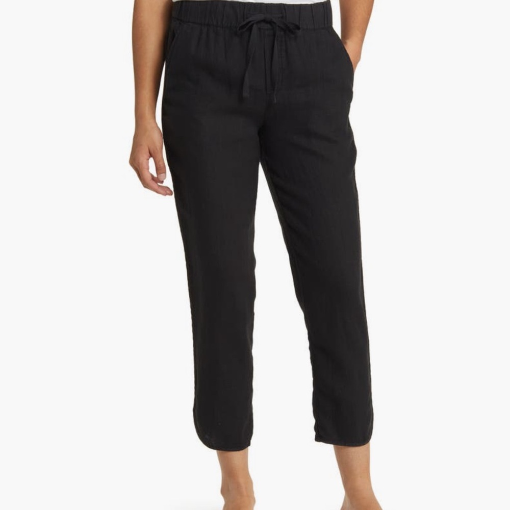 Caslon Black Cropped Tulip Hem Linen Pants. Large. New with tags.